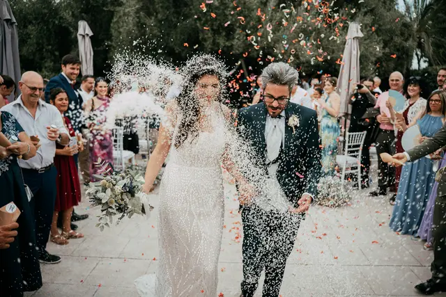 Boda de Anna y Daniel en Jardines La Cartuja Salida / Entrada