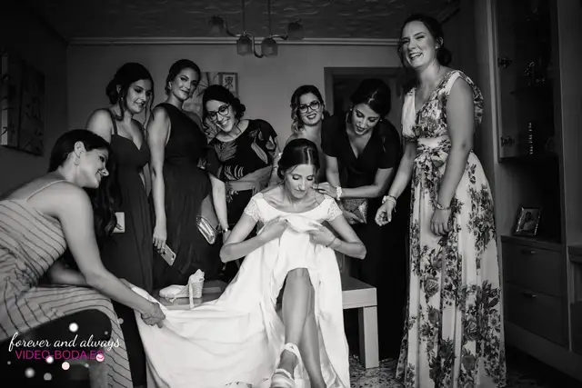 Nuria con su familia antes de salir hacia Huerto Barral