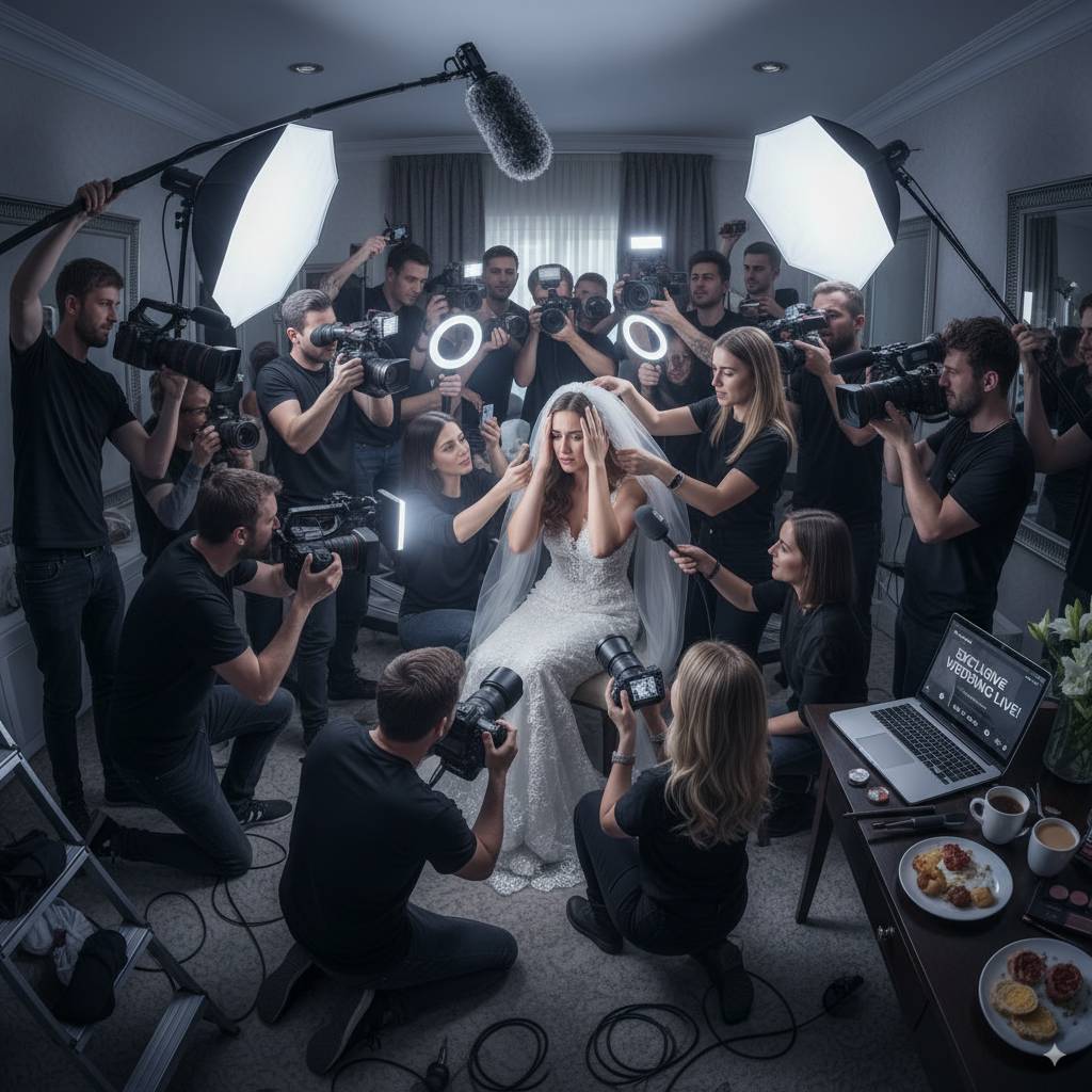 Gente grabando con móvil en una boda
